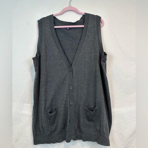 Roaman's Long Gray Button Down Vest